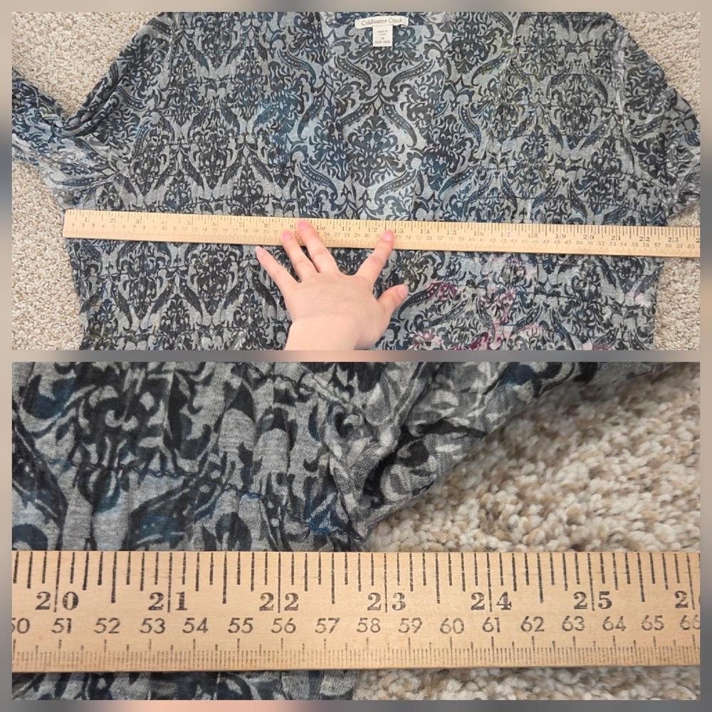 Coldwater Creek Cardigan Size 1X Burn Out Brocade Tie-Dye Open Front Boho - Picture 6 of 8